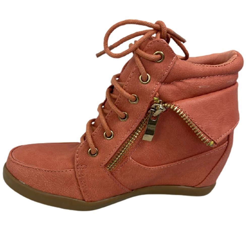Girls Kids Leatherette Lace-Up High Top Fashion Sneakers